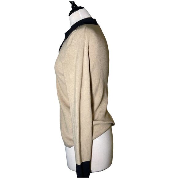 Loft Women's Cream / Black Cardigan Sweater Button Closure Size M - Picture 3 of 4